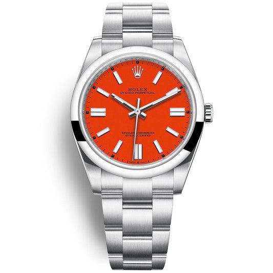 RLX Oyster perpetual vibrant coral red dial