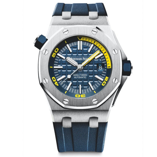APW Royal Oak offshore diver (dark blue dial with yellow accents)